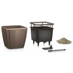 Lechuza jardinière quadro 35 ls all-in-one taupe brillant 16165