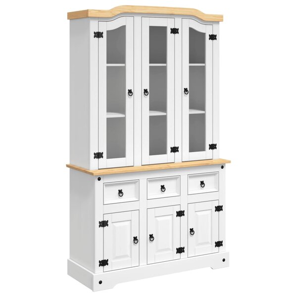 vidaXL Buffet haut Corona blanc 112x43x196 cm bois massif pin mexicain