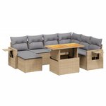 vidaXL Salon de jardin avec coussins 8 Pièces beige résine tressée