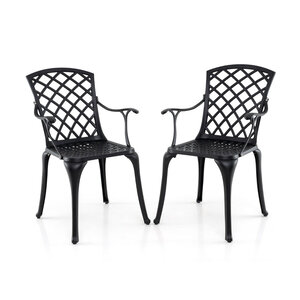 Lot de 2 chaises de salle à manger ajourées 57 x 66 x 94 cm confort ergonomique style moderne en aluminium bronze 20_0019447