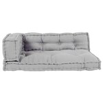 vidaXL Coussin de canapé sur palette 3 Pièces Gris tissu