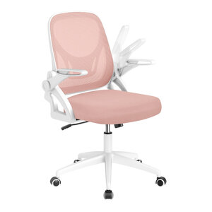 Chaise de bureau ergonomique pivotante 63 x 63 x 92-100 cm soutien lombaire accoudoirs rabattables style moderne en PP rose 20_0011097