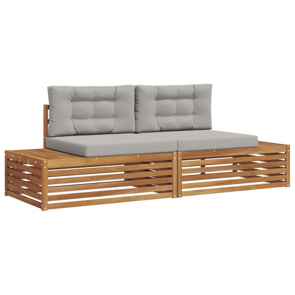 vidaXL 2 pc Ensemble de canapés d'extérieur Gris Naturel et Clair
