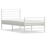 vidaXL Cadre de lit métal sans matelas avec pied de lit blanc 90x190cm