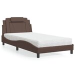 vidaXL Lit avec matelas marron 100x200 cm similicuir