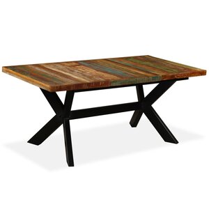 vidaXL Table à manger Bois récupération massif et croix en acier 180cm