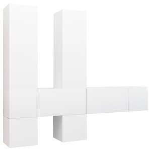 vidaXL Ensemble de meubles TV 7 Pièces Blanc Bois d'ingénierie
