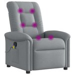vidaXL Fauteuil de massage inclinable Gris clair Tissu