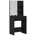 vidaXL Ensemble de table de maquillage avec LED 4 Pièces Chêne noir