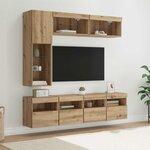 vidaXL Meuble TV avec LED 7 Pièces Chêne artisanal Bois d'ingénierie