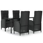 vidaXL Ensemble à manger de jardin coussins 5Pièces Noir Résine tressée