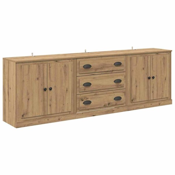 vidaXL Buffets avec tiroir 3 Pièces Bois Ancien 210 x 35 5 x 67 5 cm