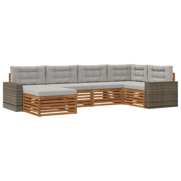 vidaXL Ensemble de canapés d'extérieur 6 pc Naturel et gris clair