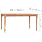 Vidaxl table batavia 150x90x75 cm bois de teck massif