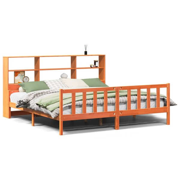 vidaXL Lit bibliothèque sans matelas cire marron 180x200cm bois massif