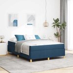 vidaXL Lit à ressorts avec matelas Bleu et Blanc 140 x 190 cm tissu