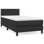 vidaXL Sommier à lattes de lit avec matelas Noir 90x200 cm Similicuir