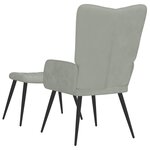 vidaXL Chaise de relaxation avec repose-pied Gris clair Velours
