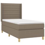 vidaXL Sommier à lattes de lit matelas et LED Taupe 90x200 cm Tissu