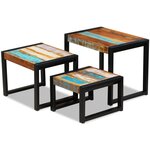 vidaXL Tables gigognes 3 Pièces Bois de récupération massif