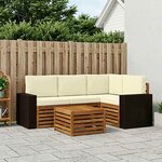 vidaXL Ensemble de canapés d'extérieur 5 Pièces Naturel et Crème