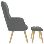 vidaXL Chaise de relaxation avec repose-pied Gris foncé Tissu