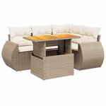 vidaXL Salon de jardin avec coussins 5 Pièces beige résine tressée
