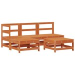 vidaXL Ensemble de salon de jardin 5 Pièces Brun cire Bois de pin massif