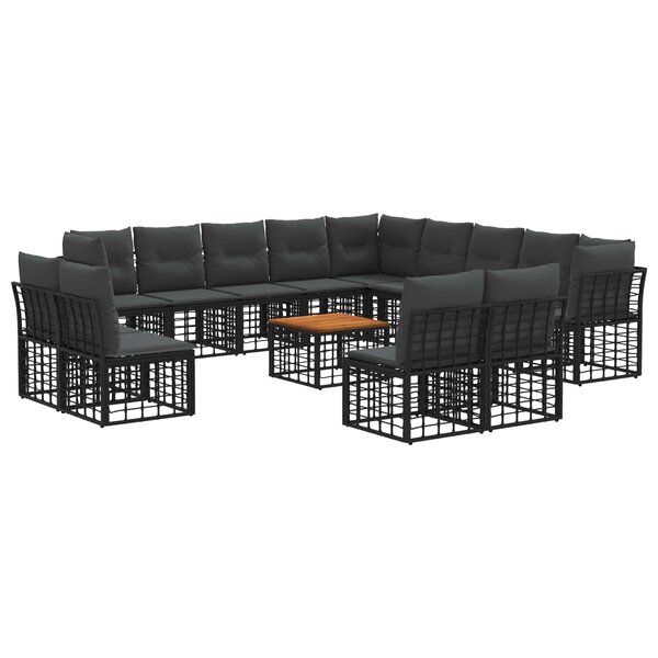 vidaXL Ensemble de canapés d'extérieur 14 pc Noir et Gris foncé