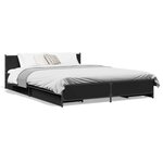 vidaXL Cadre de lit avec tiroirs sans matelas noir 140x200 cm