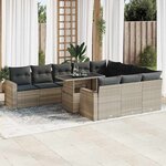 vidaXL Salon de jardin 11 Pièces avec coussins gris clair résine tressée