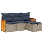 vidaXL Salon de jardin 4 Pièces avec coussins gris résine tressée