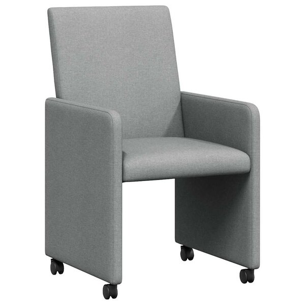 vidaXL Chaises de Salle à Manger avec Roues 2 pc tissu Gris clair