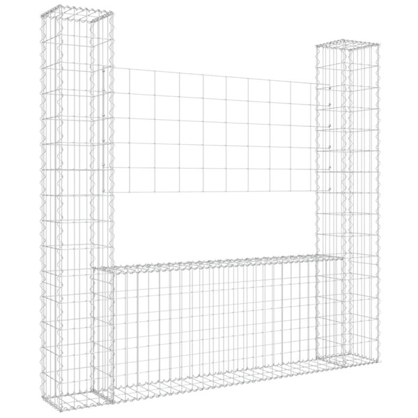 vidaXL Panier de gabion en forme de U avec 2 poteaux Fer 140x20x150 cm