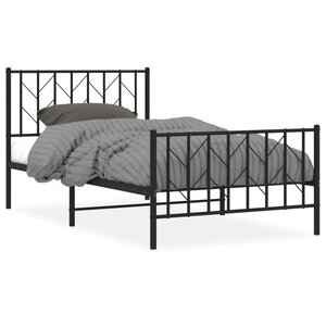 vidaXL Cadre de lit métal sans matelas avec pied de lit noir 100x190cm