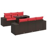 vidaXL Salon de jardin avec coussins 7Pièces marron résine tressée acacia
