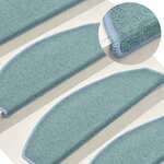 vidaXL Tapis d'escalier 30 pièces 65 x 24 x 4 cm Bleu mer Demi-rond Grand