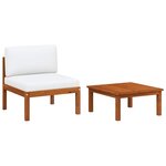 vidaXL Salon de jardin 2 pièces avec coussins en bois d'acacia et corde