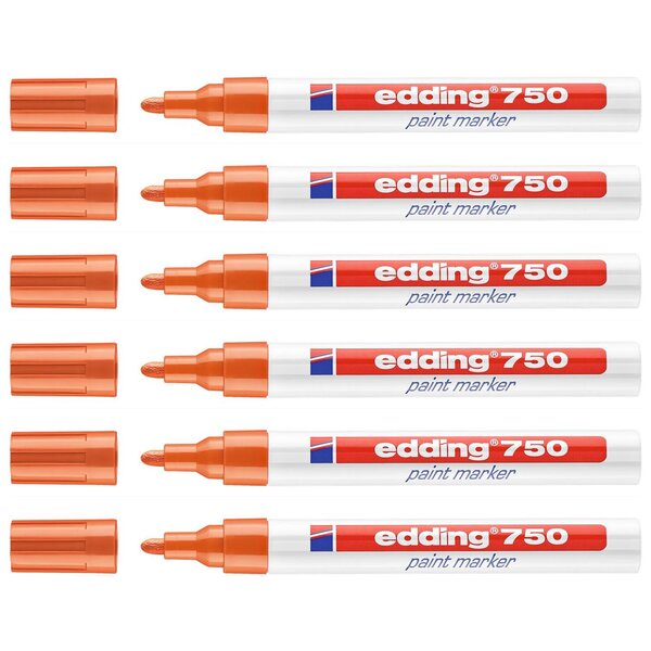 Marqueur Peinture 750 Orange Pointe Moyenne 2-4 mm x 6 EDDING