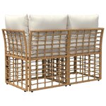 vidaXL Loveseat d'extérieur 2 Pièces Blanc Naturel et Crème polyrotin