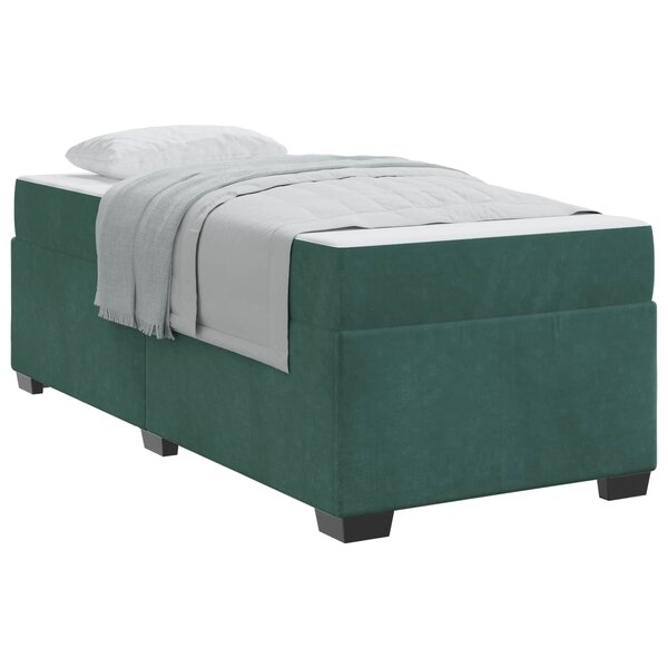 vidaXL Cadre de lit avec matelas Vert foncé 100 x 200 cm tissu