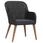 vidaXL Ensemble à manger de jardin avec coussins 5 Pièces Noir