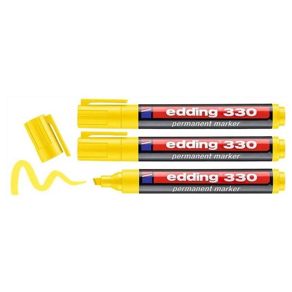 Marqueur Permanent 330 Jaune Pointe Biseautée 1-5 mm x 3 EDDING