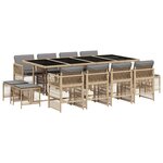 vidaXL Ensemble à manger de jardin coussins 13 Pièces mélange beige rotin