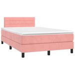 vidaXL Sommier à lattes de lit et matelas LED rose 120x190 cm velours