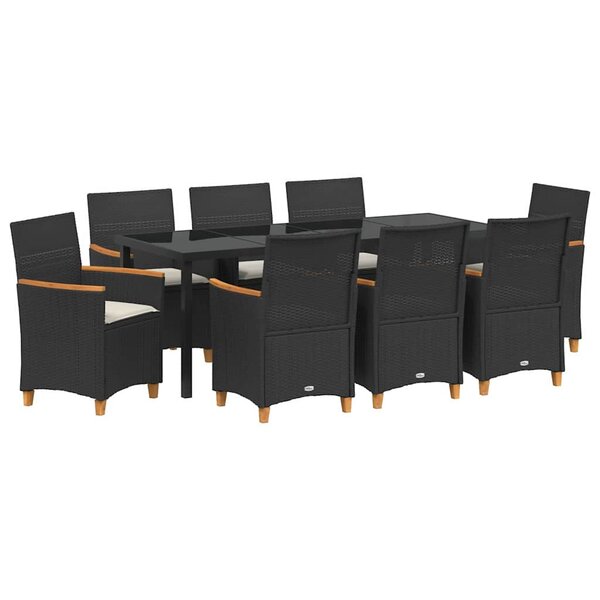 vidaXL Ensemble de salle à manger pour jardin 9 pc Noir polyrotin