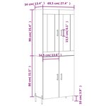 vidaXL Buffet haut Sonoma gris 69 5x34x180 cm Bois d'ingénierie