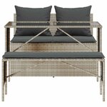 vidaXL Ensemble à manger de jardin 3Pièces coussins gris clair poly rotin