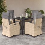 vidaXL Ensemble à manger de jardin coussins 5 Pièces mélange beige rotin