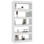 vidaXL Bibliothèque/Séparateur de pièce Blanc brillant bois ingénierie